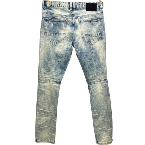 NEW Smoke Rise Mens Bleached Distressed Denim Jeans Slim Fit JP9233 Size 34/34 - Picture 7 of 13